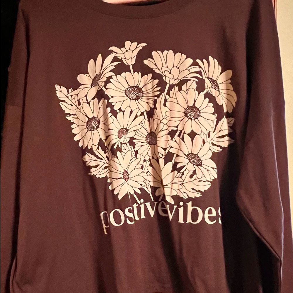 Torrid Positive Vibes Floral Cropped Graphic Tee - Picture 2 of 2